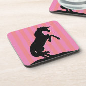 Zwarte opfok Unicorn (roze striped) Bier Onderzetter (Linkerzijde)