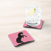 Zwarte opfok Unicorn (roze striped) Bier Onderzetter (Rechterzijde)