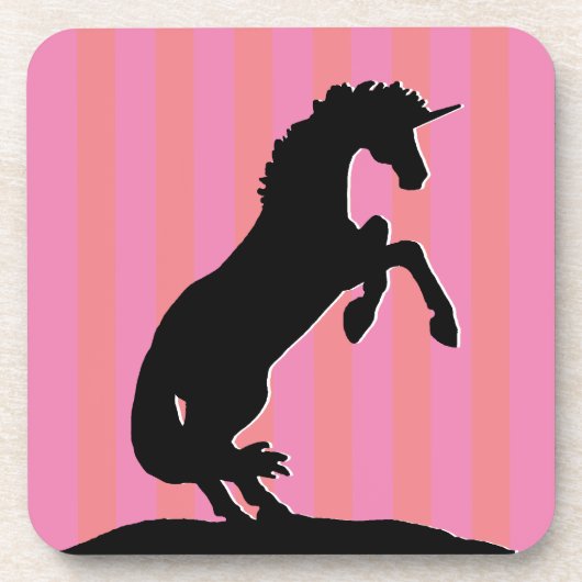Zwarte opfok Unicorn (roze striped) Bier Onderzetter (Voorkant)