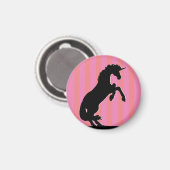 Zwarte opfok Unicorn (roze striped) Magneet (Voorkant / Achterkant)