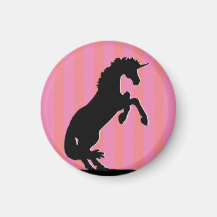 Zwarte opfok Unicorn (roze striped) Magneet