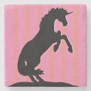 Zwarte opfok Unicorn (roze striped) Stenen Onderzetter