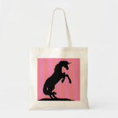 Zwarte opfok Unicorn (roze striped) Tote Bag (Voorkant)