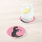 Zwarte opfok Unicorn (roze striped) Zandsteen Onderzetter (Zijkant)