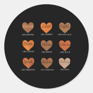 Zwarte opgeleide leider harten vieren zijn zwarte ronde sticker
