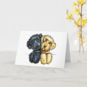 Zwarte Opgesteld Geel van Labradoodles Kaart (Gele Bloem)