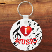 (ZWARTE OPMERKINGEN) Ik hou van muziek Sleutelhanger (Voorkant)