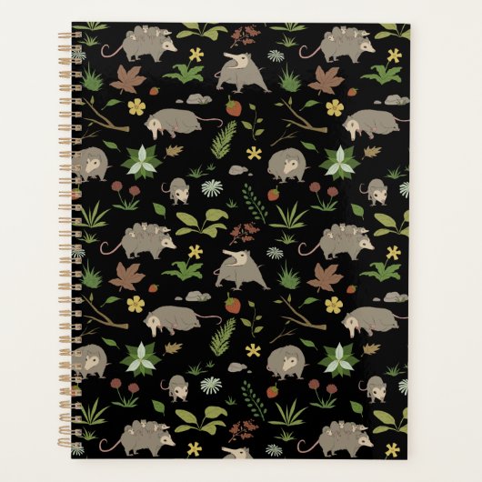 Zwarte Opossum Houtige Botanische Stijl Planner (Voorkant)