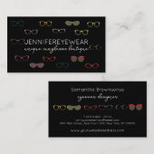 Zwarte Optische Bril Mode Zonnebril Visitekaartje (Voorkant / Achterkant)