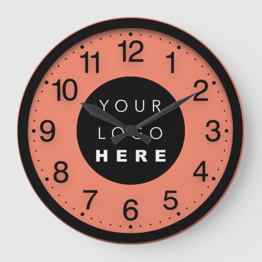 Zwarte Oranje aangepaste Logo voor bedrijfsminimal Grote Klok (Voorkant)