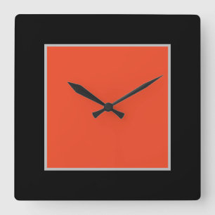 Zwarte/Oranje acrylwandklok Vierkante Klok