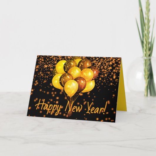 Zwarte Oranje ballonnen VERSCHIJNEN NIEUW JAAR GEp Kaart (Voorkant)