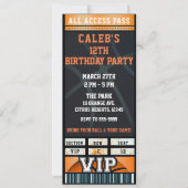 Zwarte Oranje Basketbal Verjaardagsfeest VIP Ticke Kaart (Voorkant)