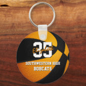 zwarte oranje basketbalteamkleuren sleutelhanger (Voorkant)