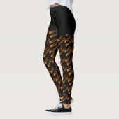 Zwarte Oranje Boo Typografie Patroon Halloween Leggings (Links)