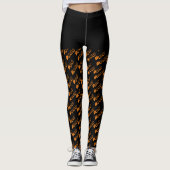 Zwarte Oranje Boo Typografie Patroon Halloween Leggings (Voorkant)