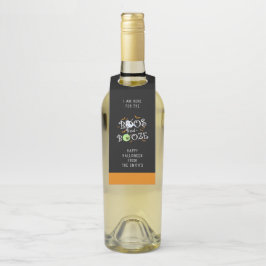 Zwarte & Oranje Boos & Booze Halloween Party Flessenhanger