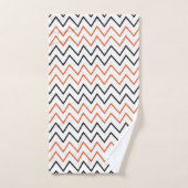 Zwarte Oranje Chevron Zigzag Bad Handdoek (Handdoek)