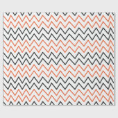Zwarte Oranje Chevron Zigzag Cadeaupapier (Vlak)