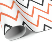 Zwarte Oranje Chevron Zigzag Cadeaupapier (Rol Hoek)