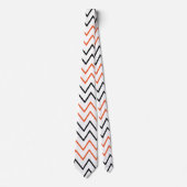 Zwarte Oranje Chevron Zigzag Stropdas (Voorkant)