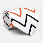 Zwarte Oranje Chevron Zigzag Stropdas (Opgerold)