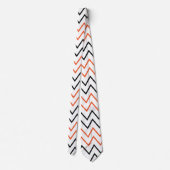 Zwarte Oranje Chevron Zigzag Stropdas (Achterkant)