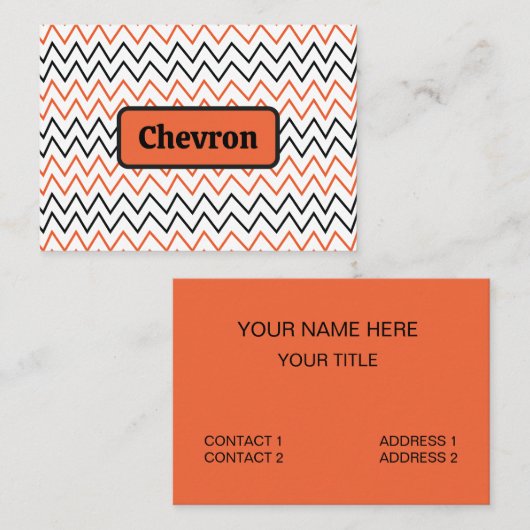 Zwarte Oranje Chevron Zigzag Visitekaartje (Voorkant / Achterkant)