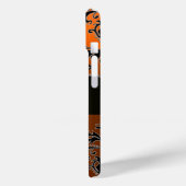 ZWARTE ORANJE DAMASKMONOGRAM Gemstone Case-Mate iPhone Case (Achterkant / Links)