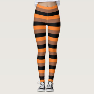 Zwarte, Oranje en bruine strepen Leggings