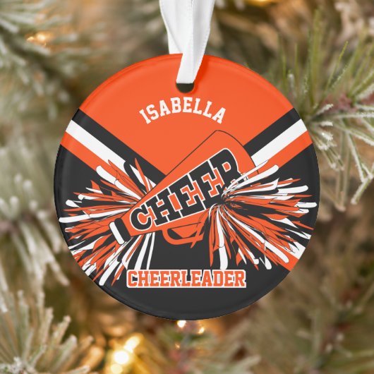 Zwarte, Oranje en witte Cheerleader Ornament (Boom)