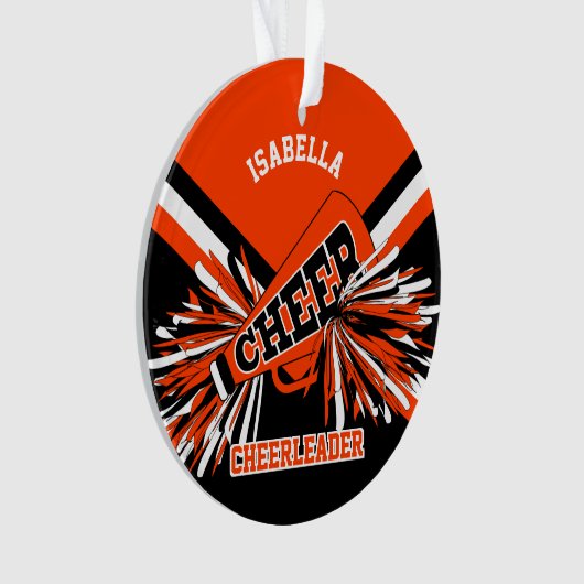 Zwarte, Oranje en witte Cheerleader Ornament (voorkant)