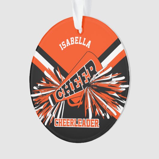 Zwarte, Oranje en witte Cheerleader Ornament (voorkant)