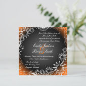 Zwarte oranje feestdagen voor het huwelijk kaart (Staand voorkant)