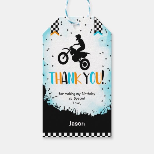Zwarte & Oranje Fiets Cadeaublaadjes Cadeaulabel (Voorkant)