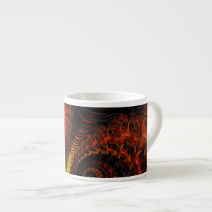 Zwarte, oranje fractale Art Espresso-mok Espresso Kop