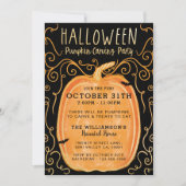 Zwarte & Oranje Fun Halloween Pumpkin Carving Part Kaart (Voorkant)