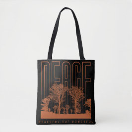 Zwarte Oranje Futuristische Vredesschouder-Canvas Tote Bag