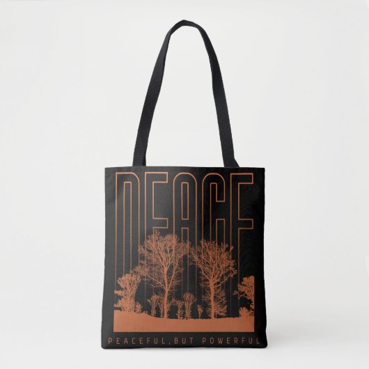 Zwarte Oranje Futuristische Vredesschouder-Canvas Tote Bag (Voorkant)