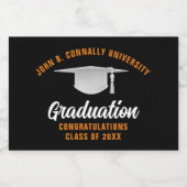 Zwarte Oranje Gefeliciteerd Afstudeerfeest Sparkling Wijnetiket (Enkel label)