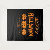 Zwarte oranje griezelige Halloween-feest fotobackd Wandkleed (Voorkant (horizontaal))