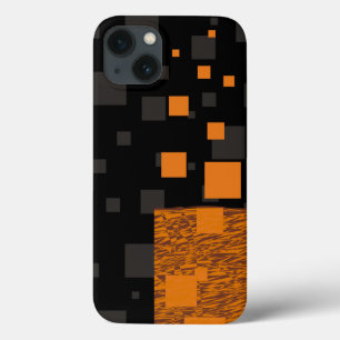 Zwarte oranje grijze vierkantjes abstracte blokken Case-Mate iPhone case