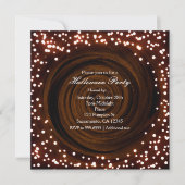 Zwarte & Oranje Halloween Lichtjes Feest Uitnodigi Kaart (Voorkant)