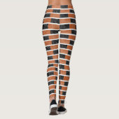 Zwarte & Oranje Halloween Waterverf Stripe Leggings (Achterkant)