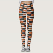 Zwarte & Oranje Halloween Waterverf Stripe Leggings (Voorkant)