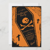 Zwarte & Oranje Hand Getrokken Kist Halloween Part Kaart (Voorkant)