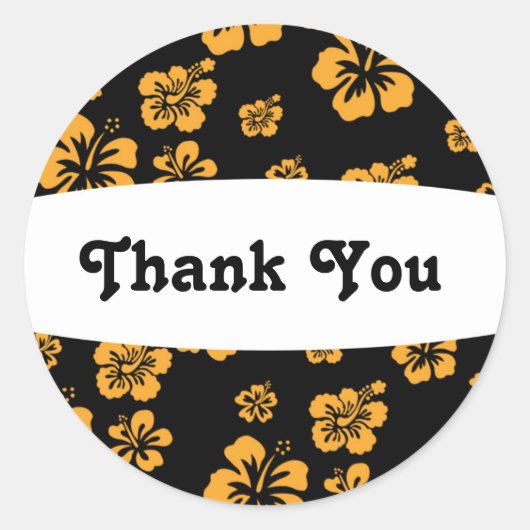 Zwarte Oranje Hibiscus Bloem Bloem Sticker Feestje (Voorkant)