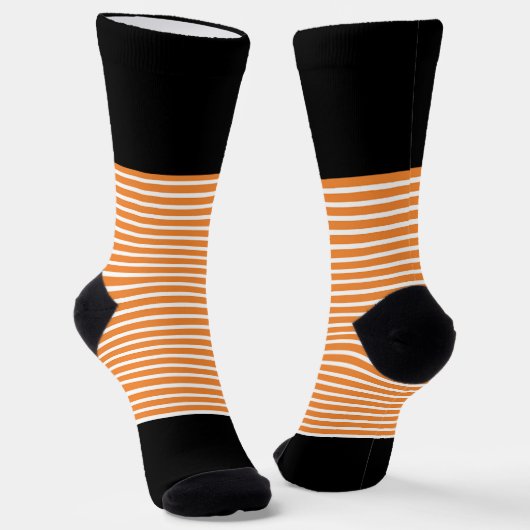 Zwarte + Oranje horizontale strepen Sokken (Gebogen)