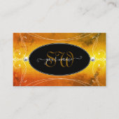 Zwarte Oranje  Initialen met mousserende diamant Visitekaartje (Voorkant)