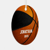 zwarte oranje jongens basketbal metalen ornament (Voorkant Rechts)